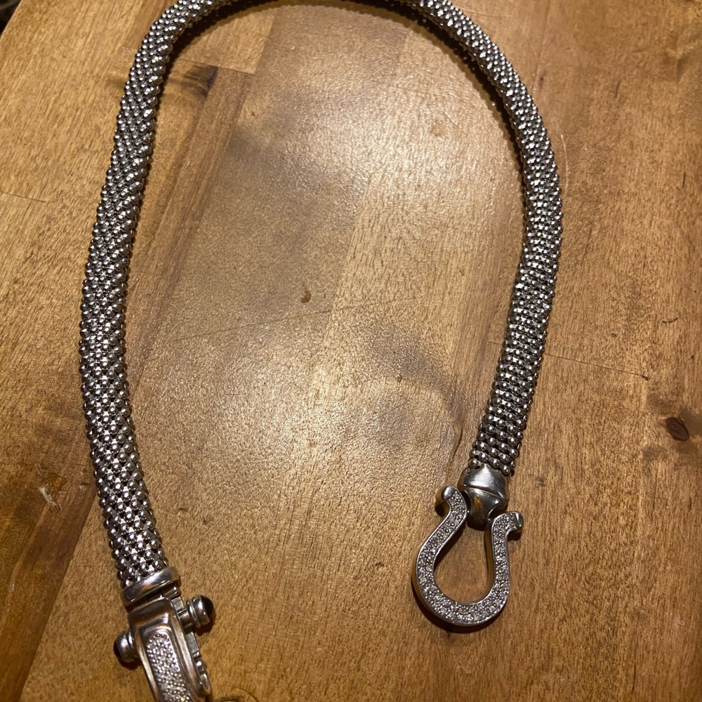 Silver Chain Necklace with diamonds
